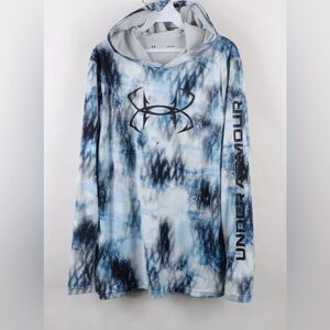 Under Armour Mens L Distressed Fishing Lightweight Camouflage Hoodie T-Shirt